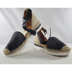 a.n.a Carrie Black Wedge Womens Sandal NIB Size 10 M Buckle Strap Flat Soles